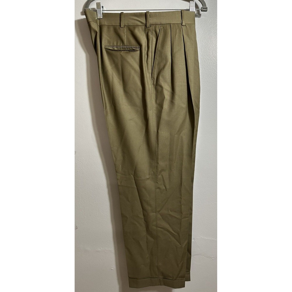 Paul Stuart Men's Green Piana Tasmanian Super 100s ‎ Dress Pants  Italy 37x28